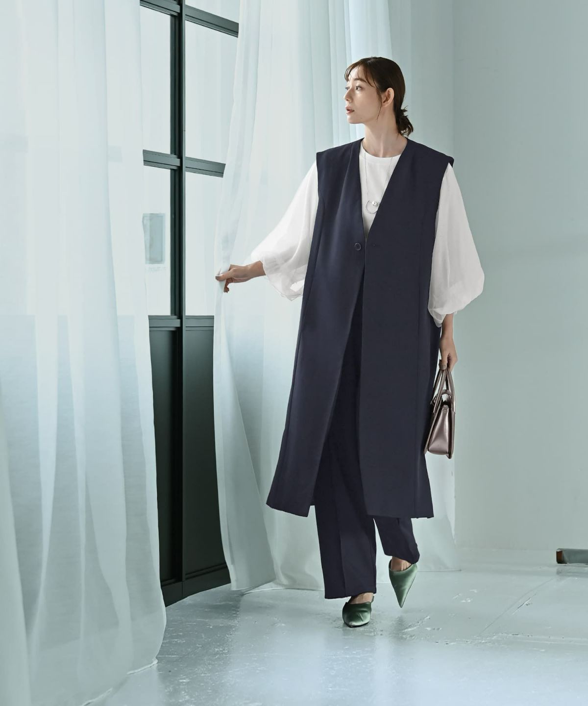 着用イメージ 170cm Fサイズ ネイビー