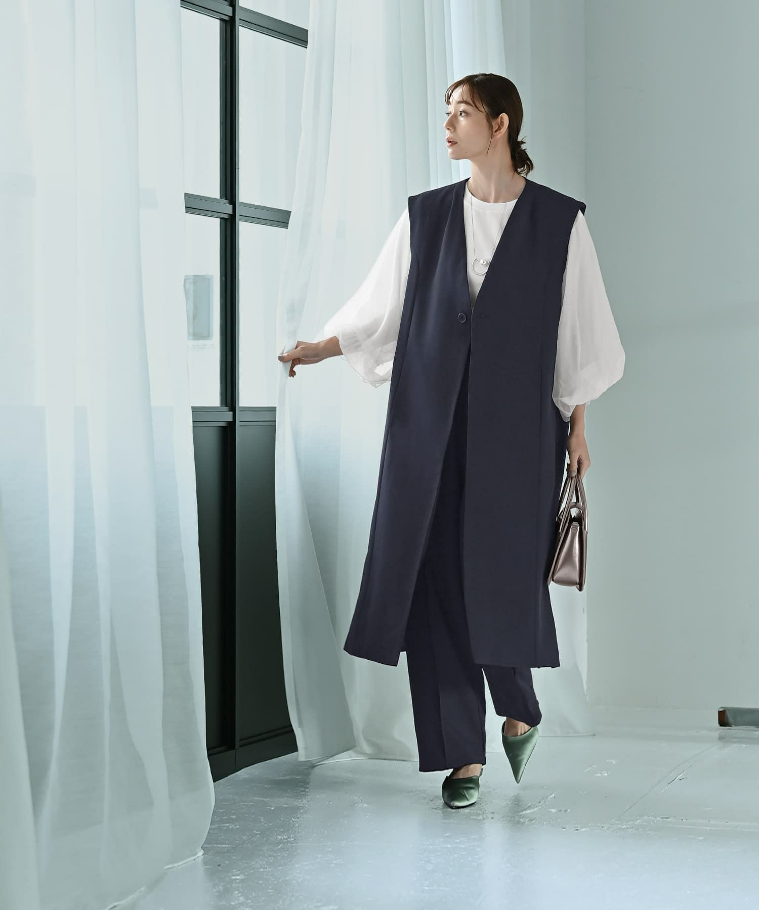着用イメージ 170cm Fサイズ ネイビー