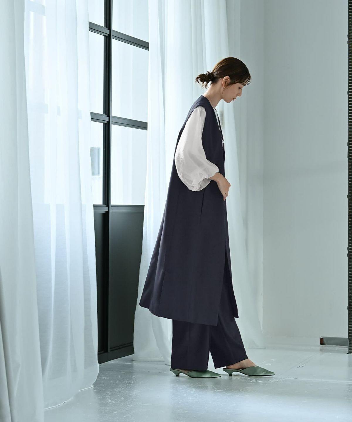 着用イメージ 170cm Fサイズ ネイビー
