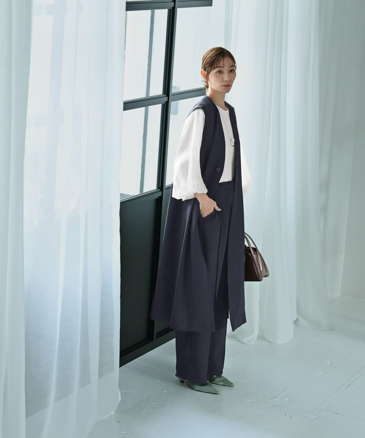 着用イメージ 170cm Fサイズ ネイビー