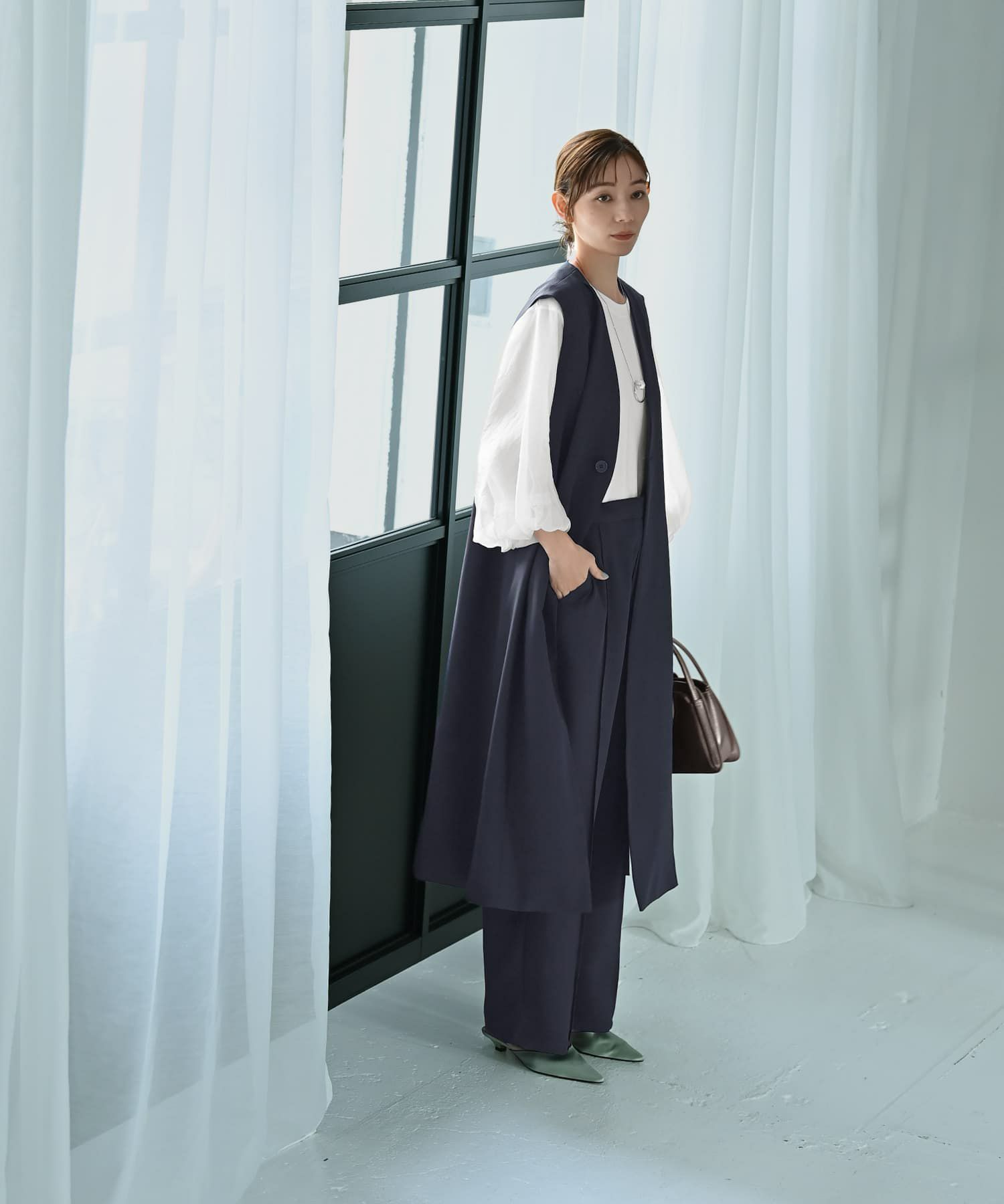 着用イメージ 170cm Fサイズ ネイビー