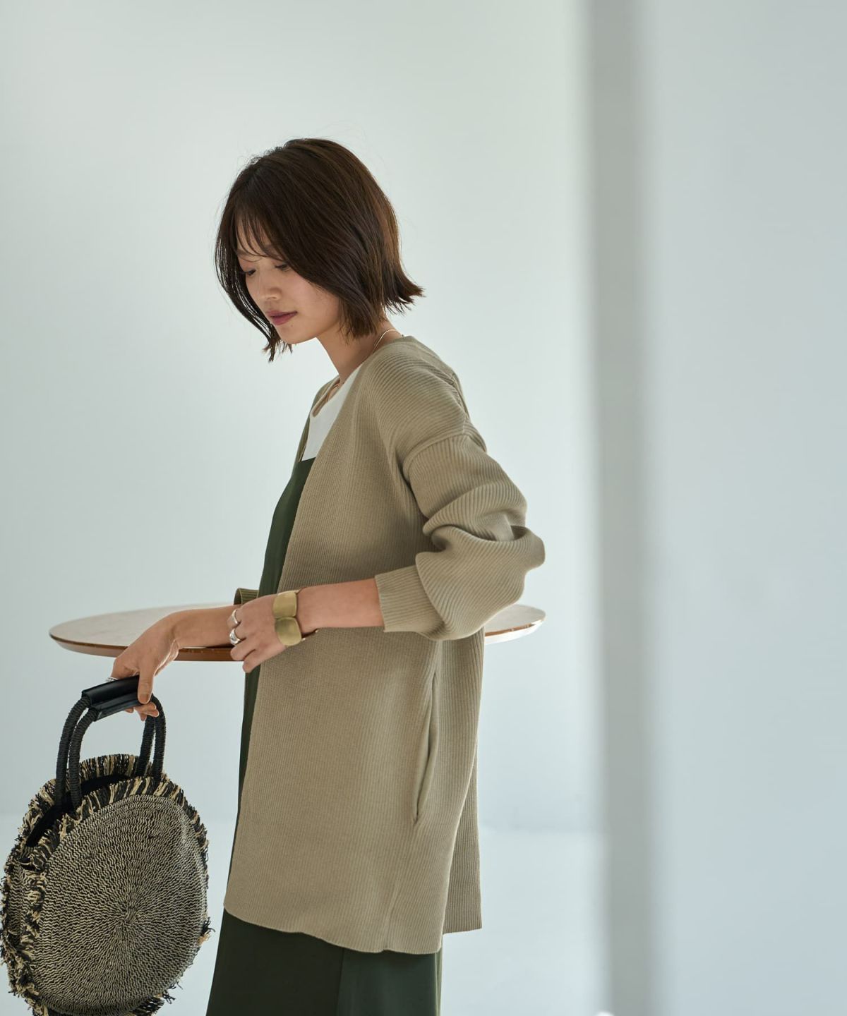 着用イメージ 167cm オリーブ