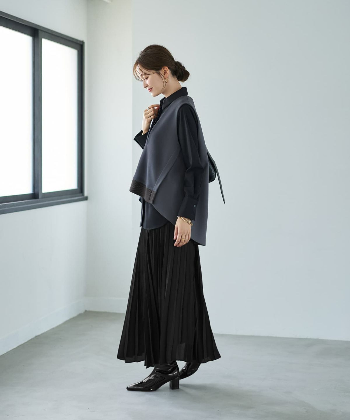 着用イメージ 166cm グレー