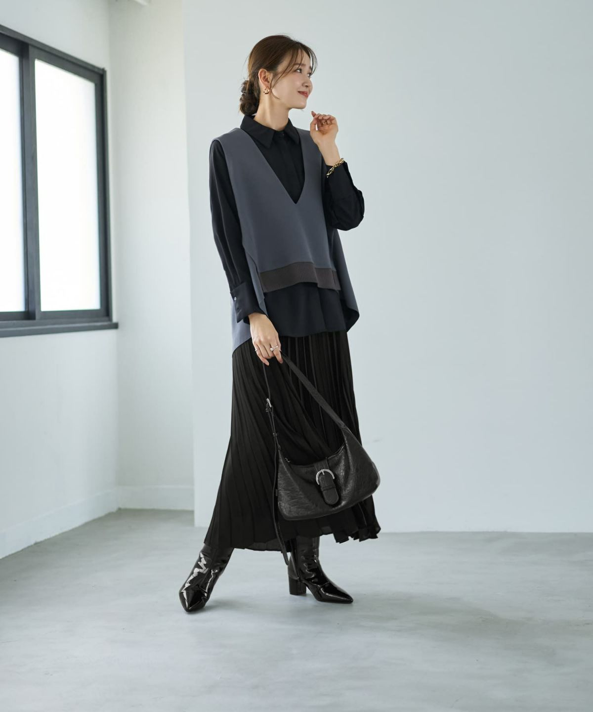 着用イメージ 166cm グレー