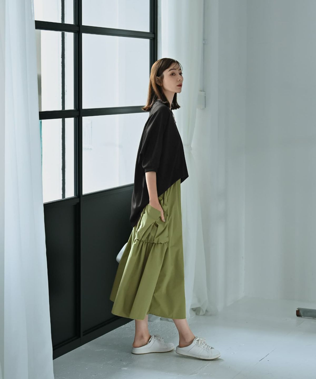 着用イメージ 170cm ライトグリーン