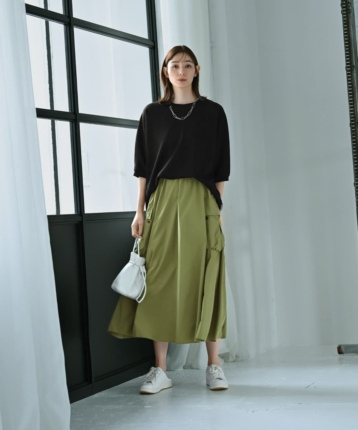 着用イメージ 170cm ライトグリーン