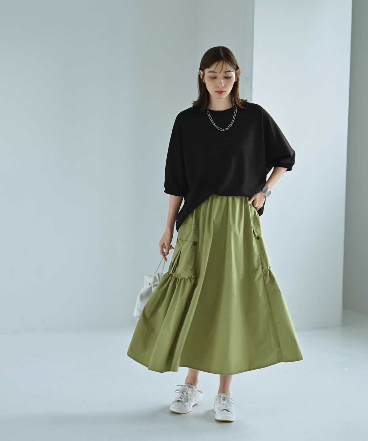 着用イメージ 170cm ライトグリーン