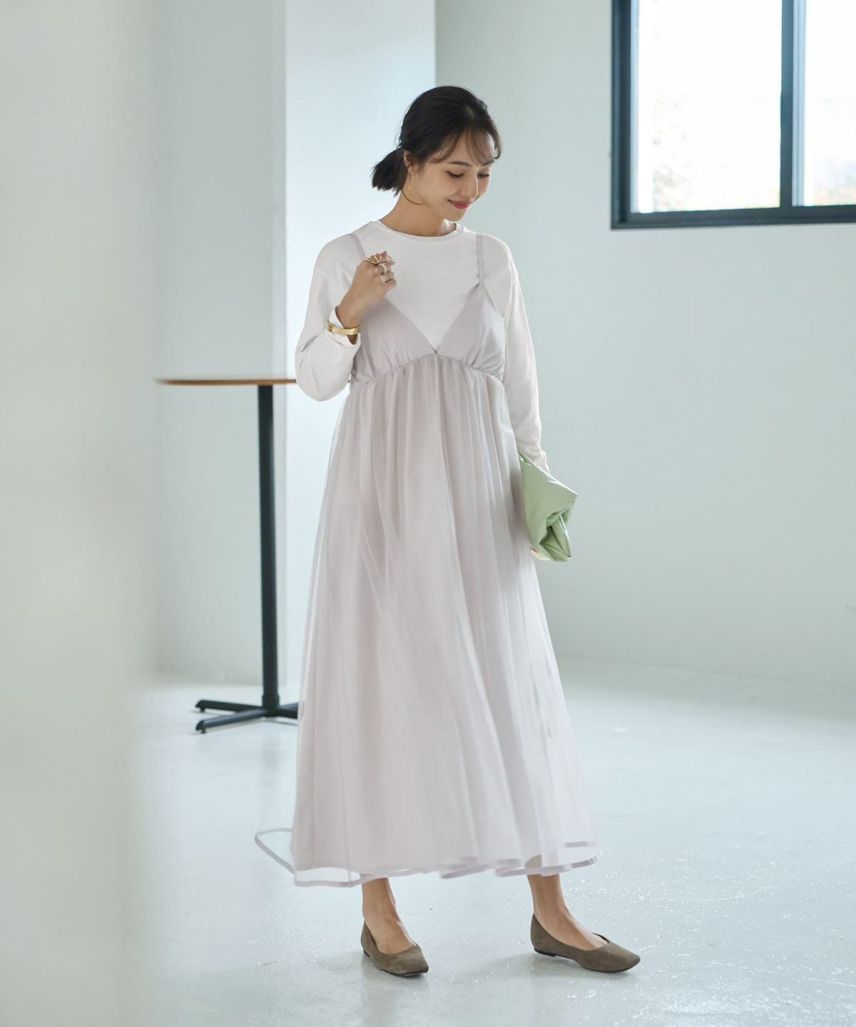 着用イメージ 167cm ライトグレー