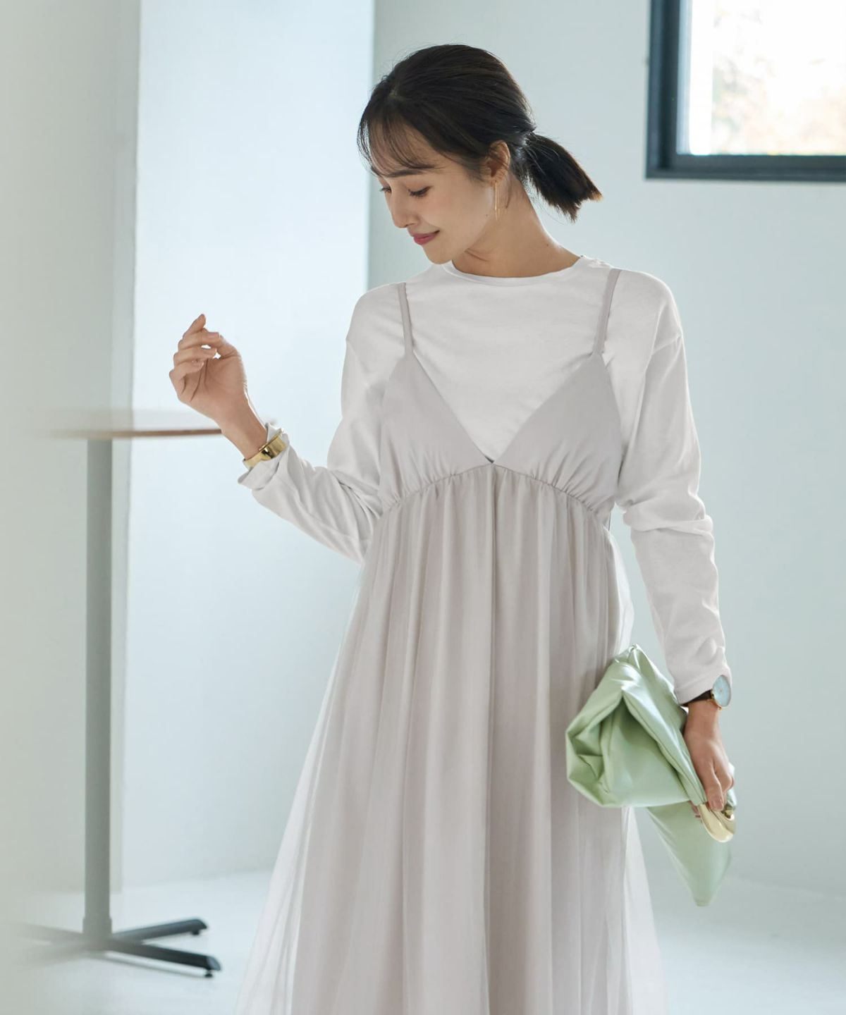 着用イメージ 167cm ライトグレー