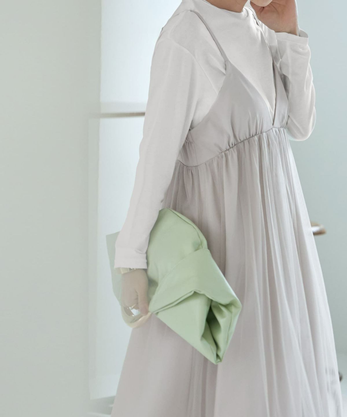 着用イメージ 167cm ライトグレー