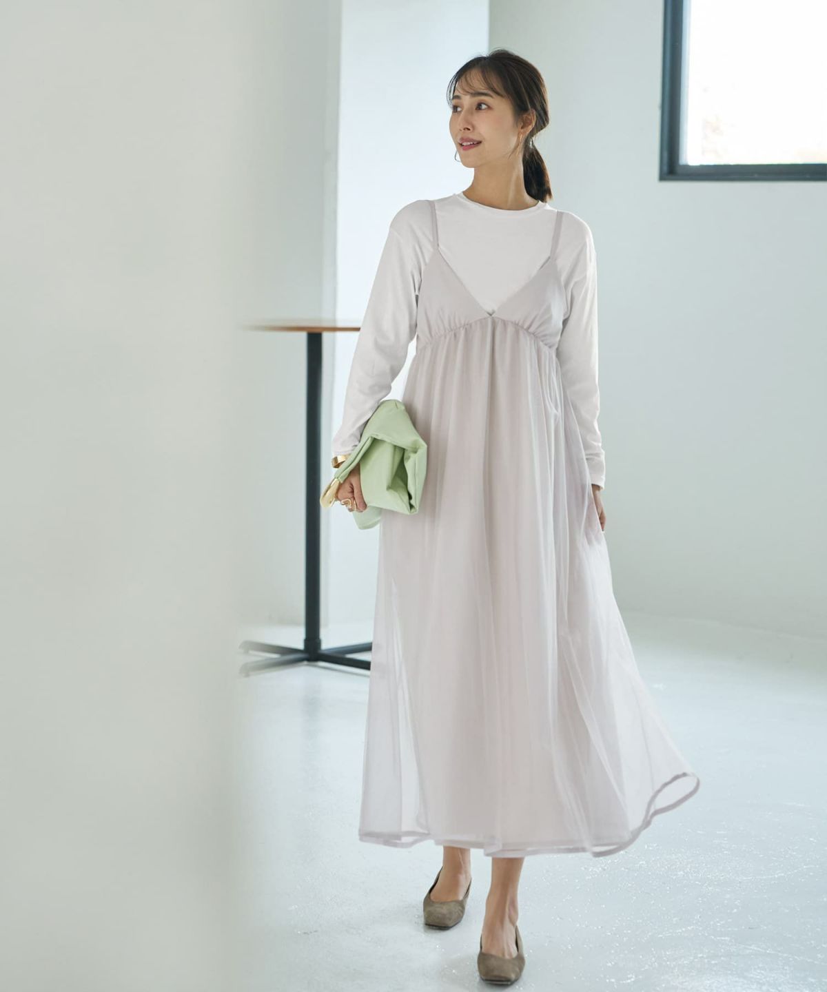 着用イメージ 167cm ライトグレー