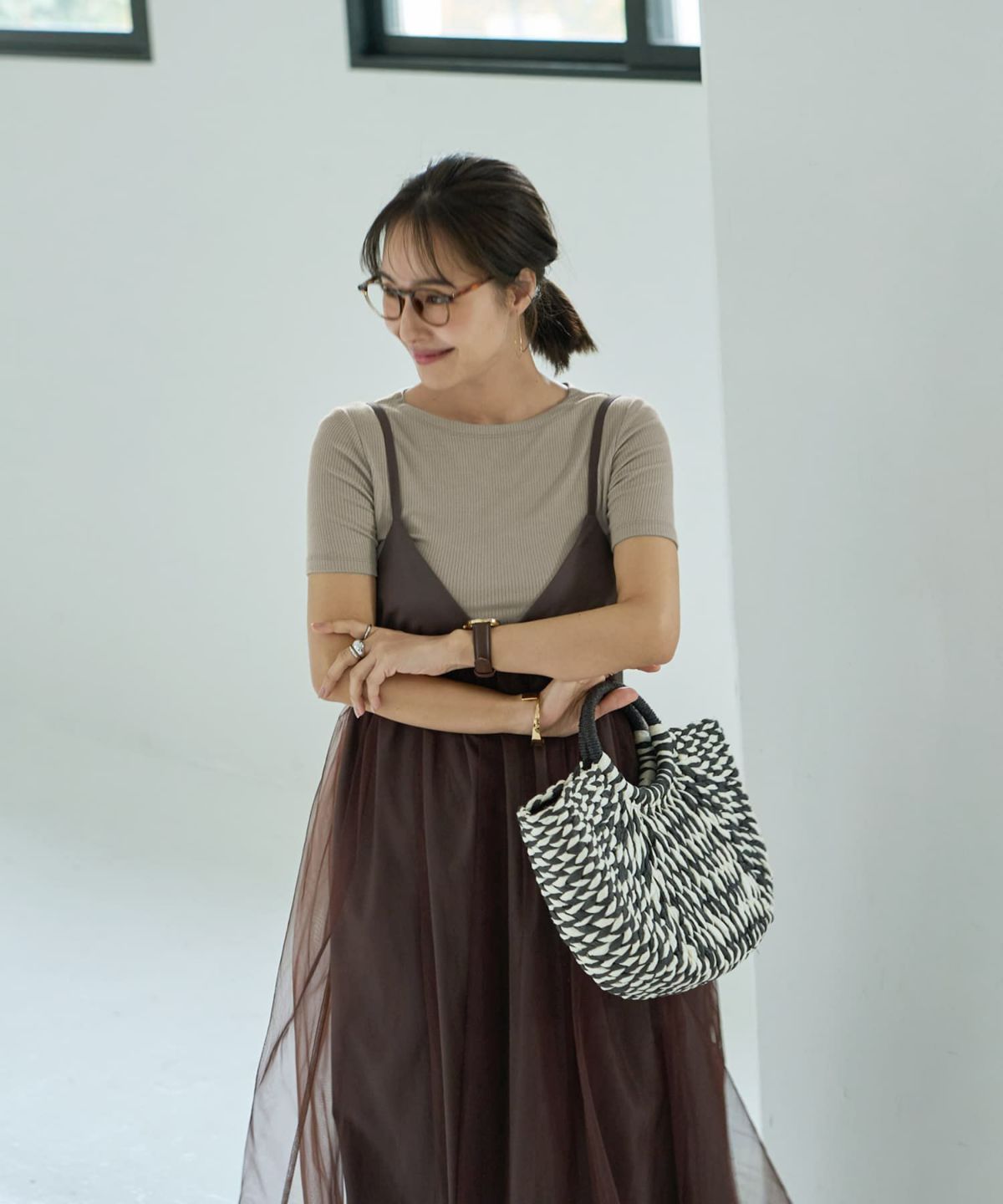 着用イメージ 167cm ブラウン