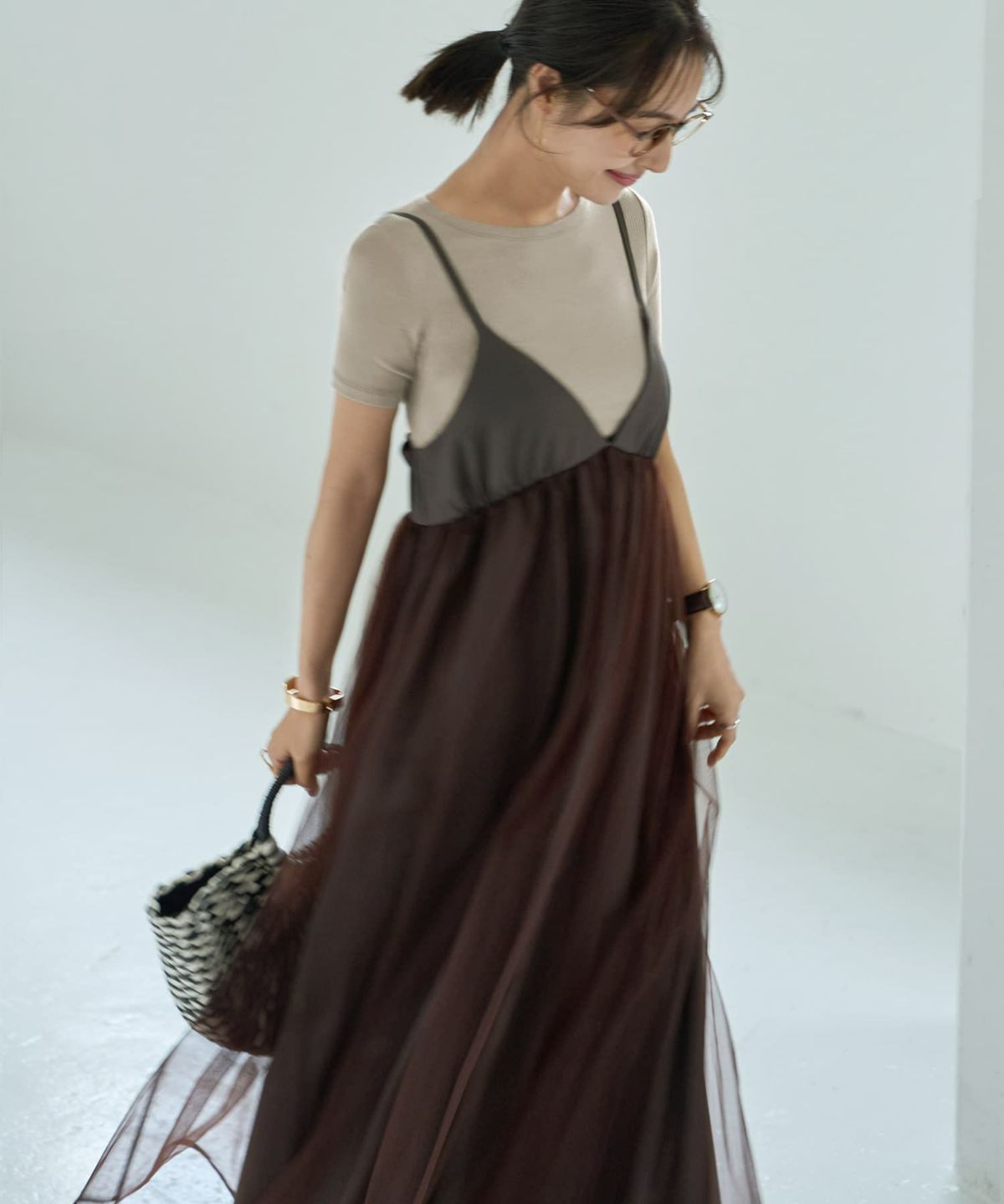 着用イメージ 167cm ブラウン
