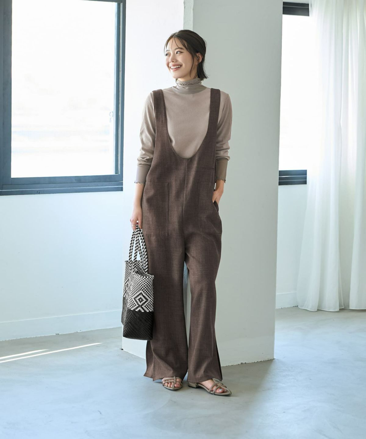 着用イメージ 167cm ダークグレージュ