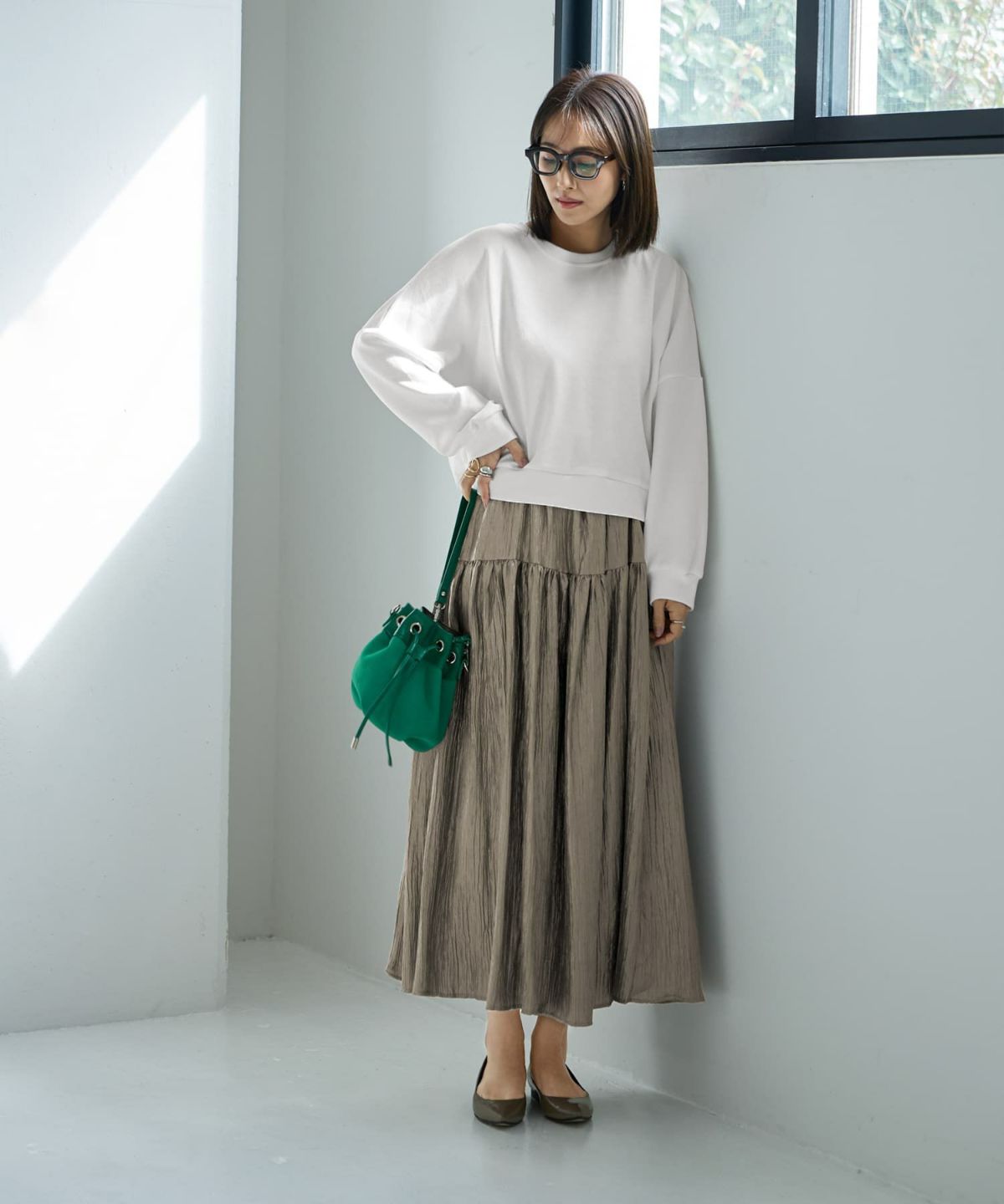 着用イメージ 167cm カーキ