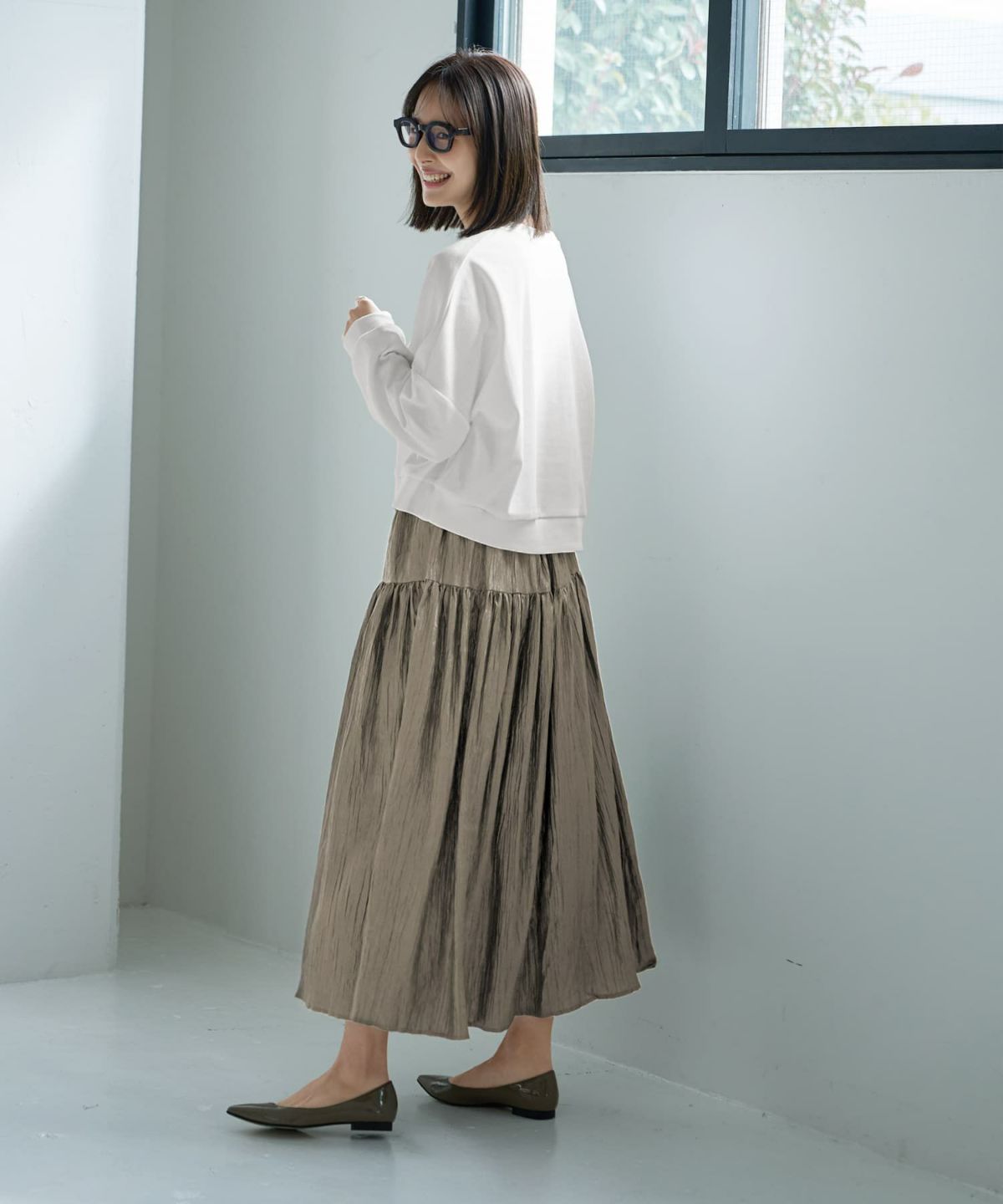 着用イメージ 167cm カーキ