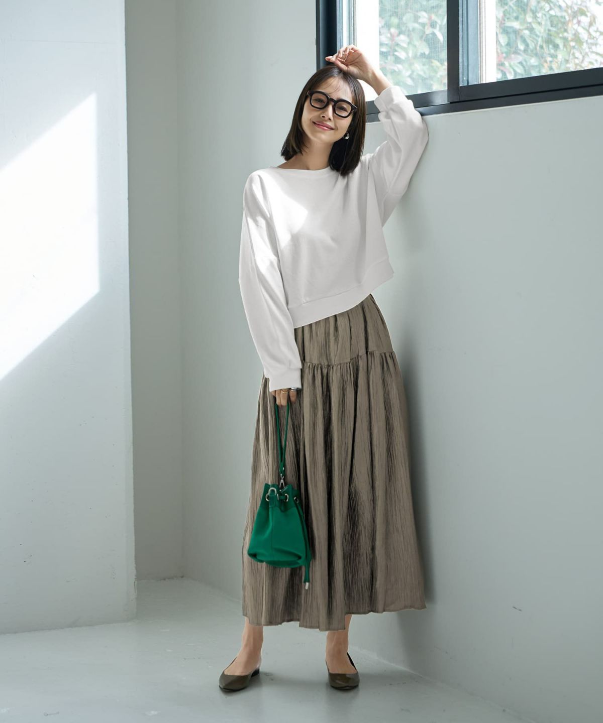 着用イメージ 167cm カーキ