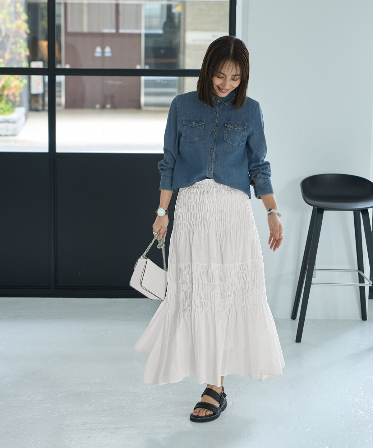 着用イメージ 167cm ホワイト