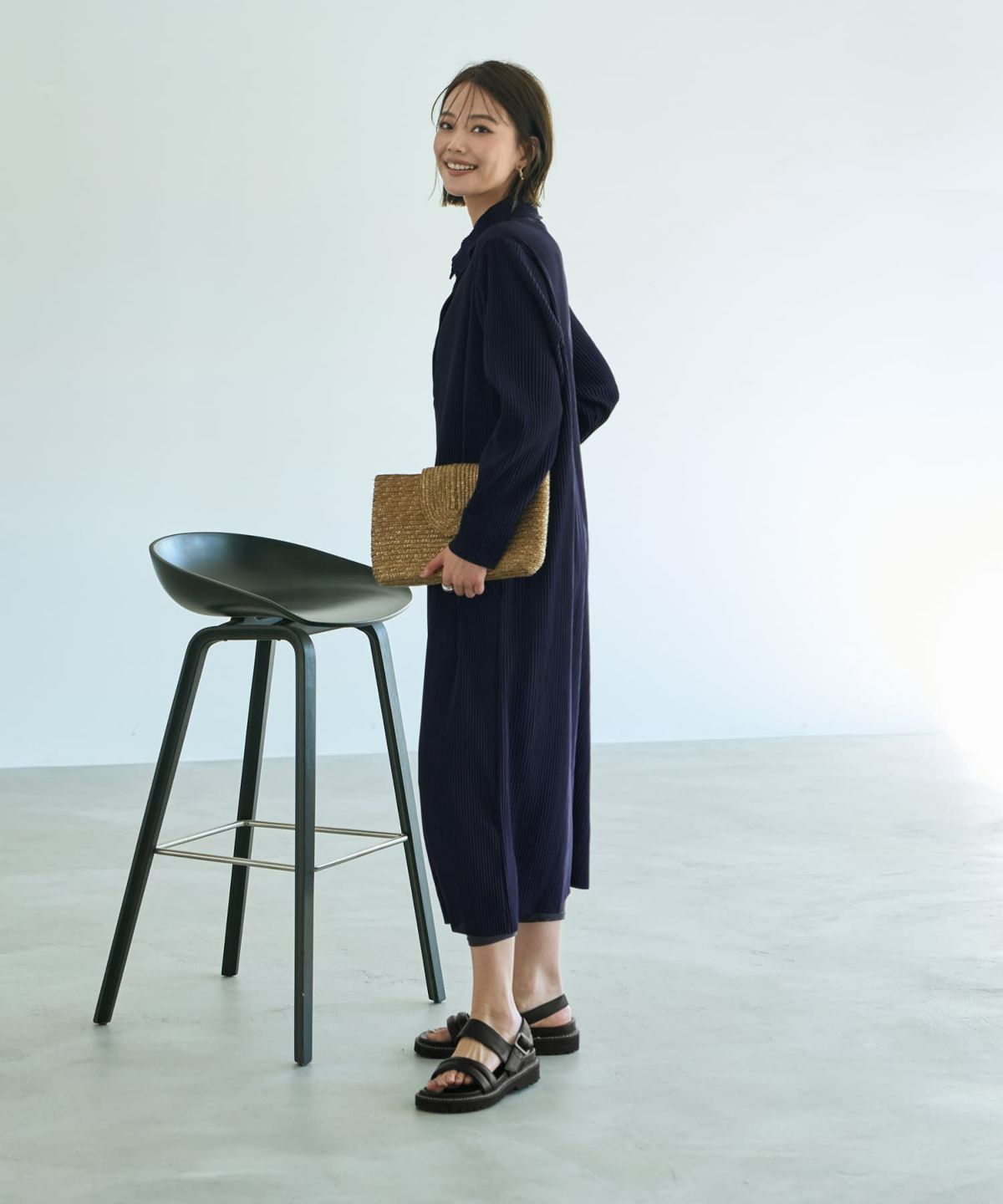 着用イメージ 167cm ネイビー