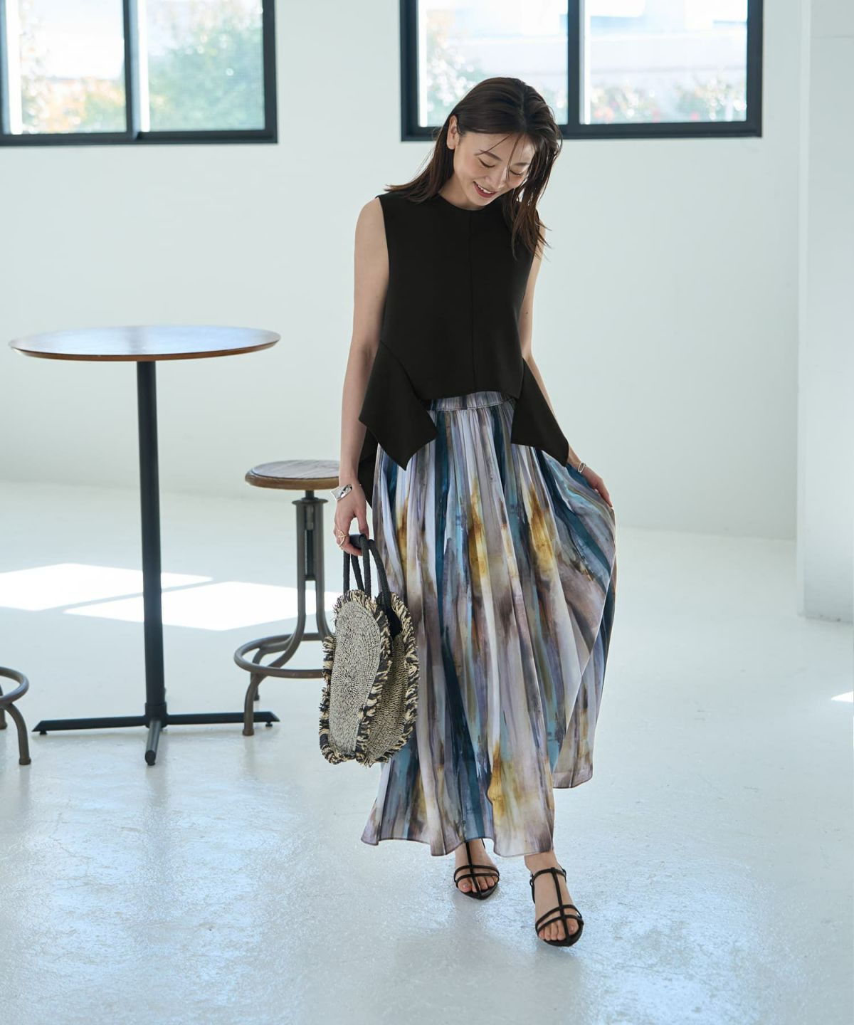 着用イメージ 166cm ブルーミックス