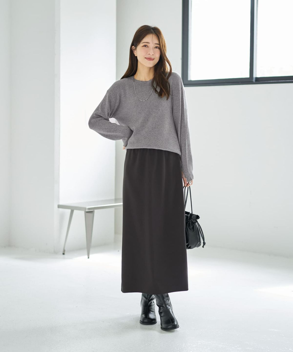 着用イメージ 166cm ノワールブラウン 02サイズ