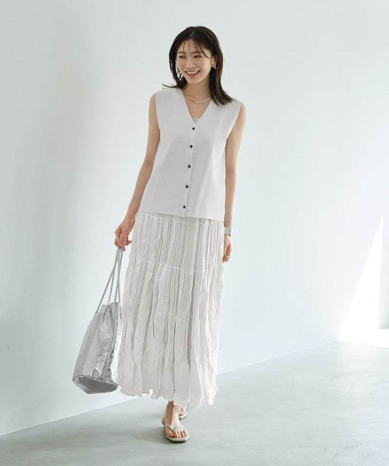 94cm丈コットン質感ワッシャーティア―ドスカート | おしゃれな
