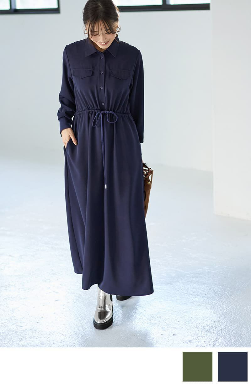 【LUXE】ウエストマークシャツワンピース