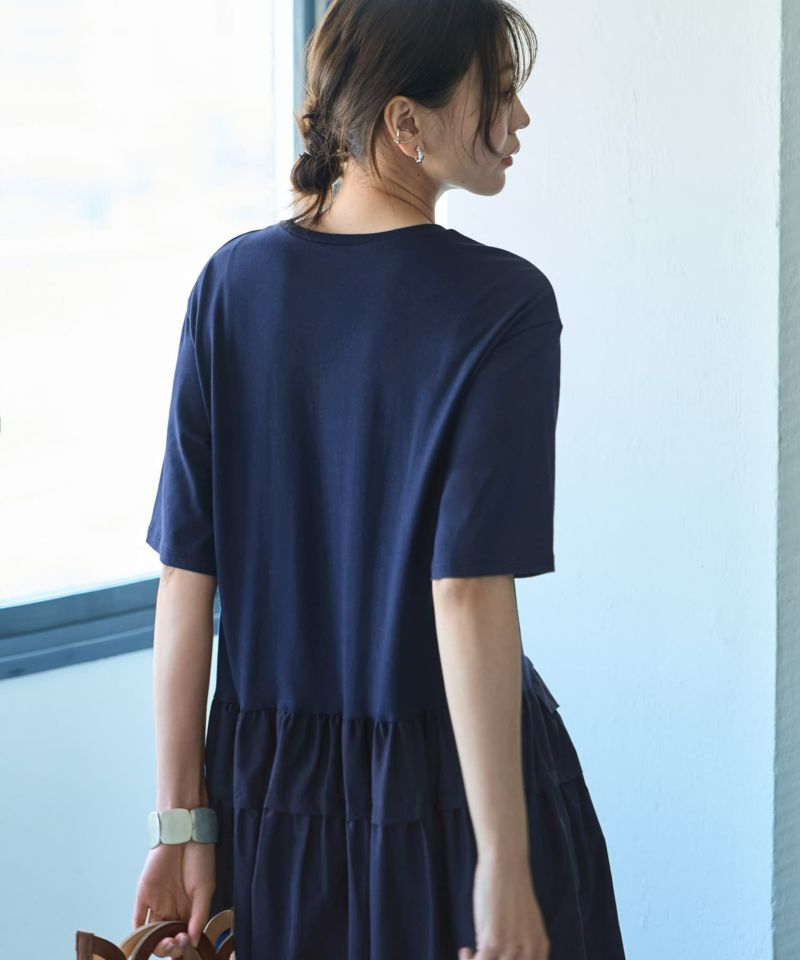 日本製】ストレッチタフタクロスタックドレス(ワンピース) | re