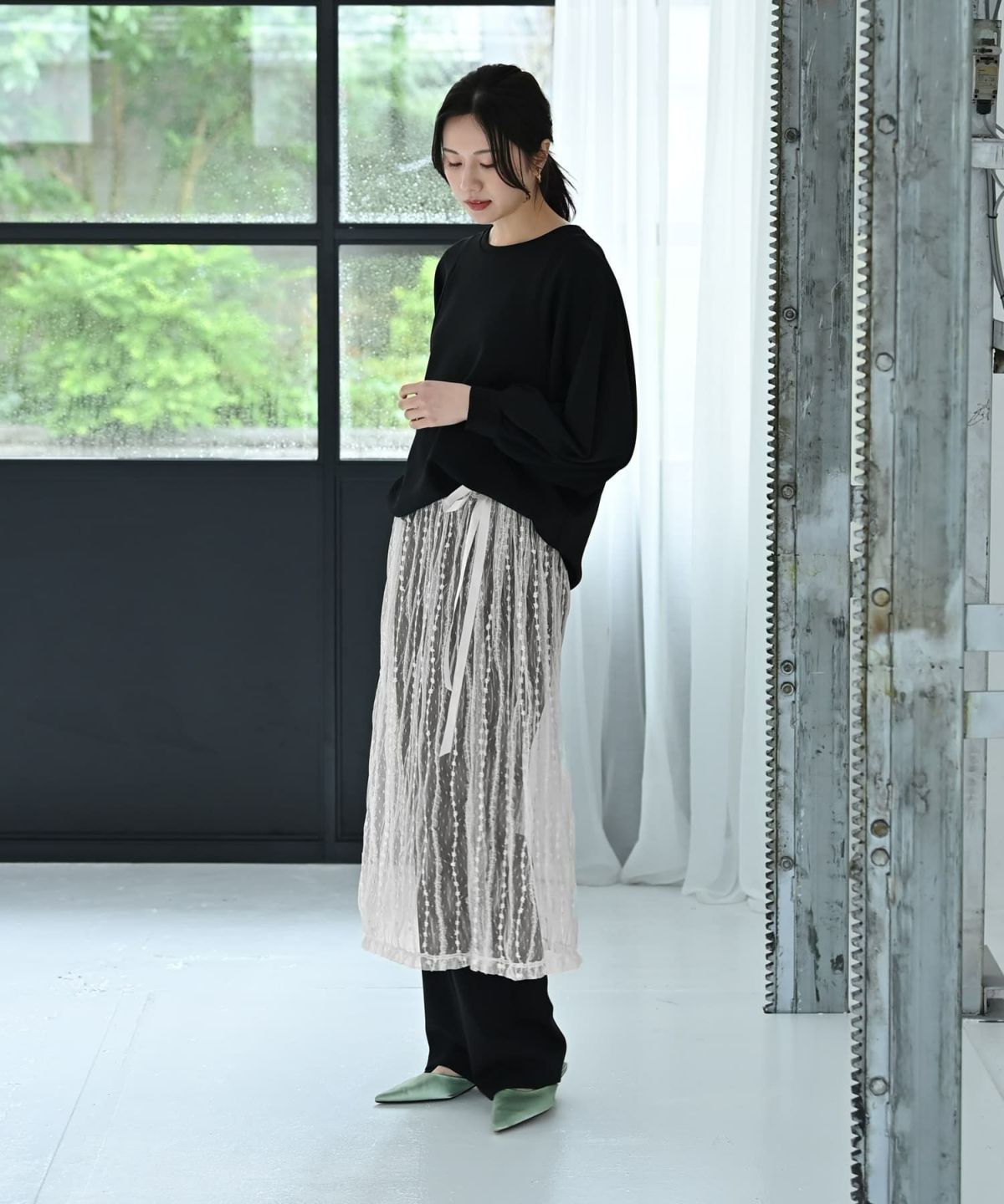 着用イメージ 170cm アイボリー