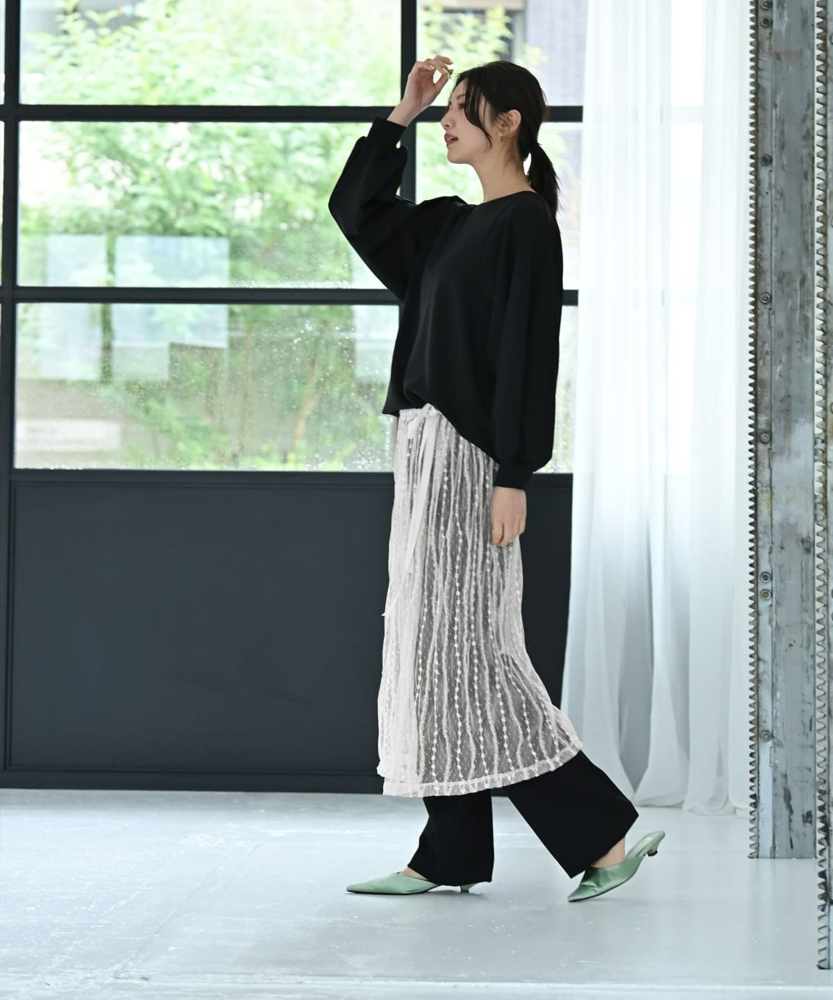 着用イメージ 170cm アイボリー