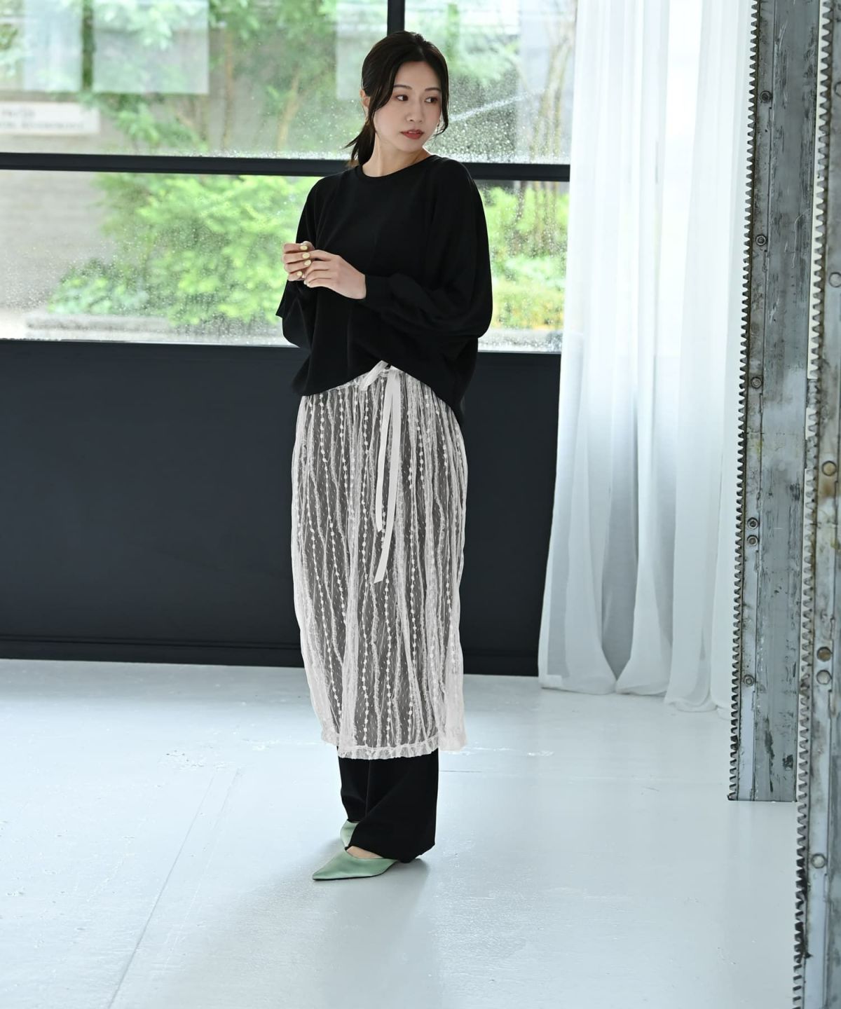 着用イメージ 170cm アイボリー