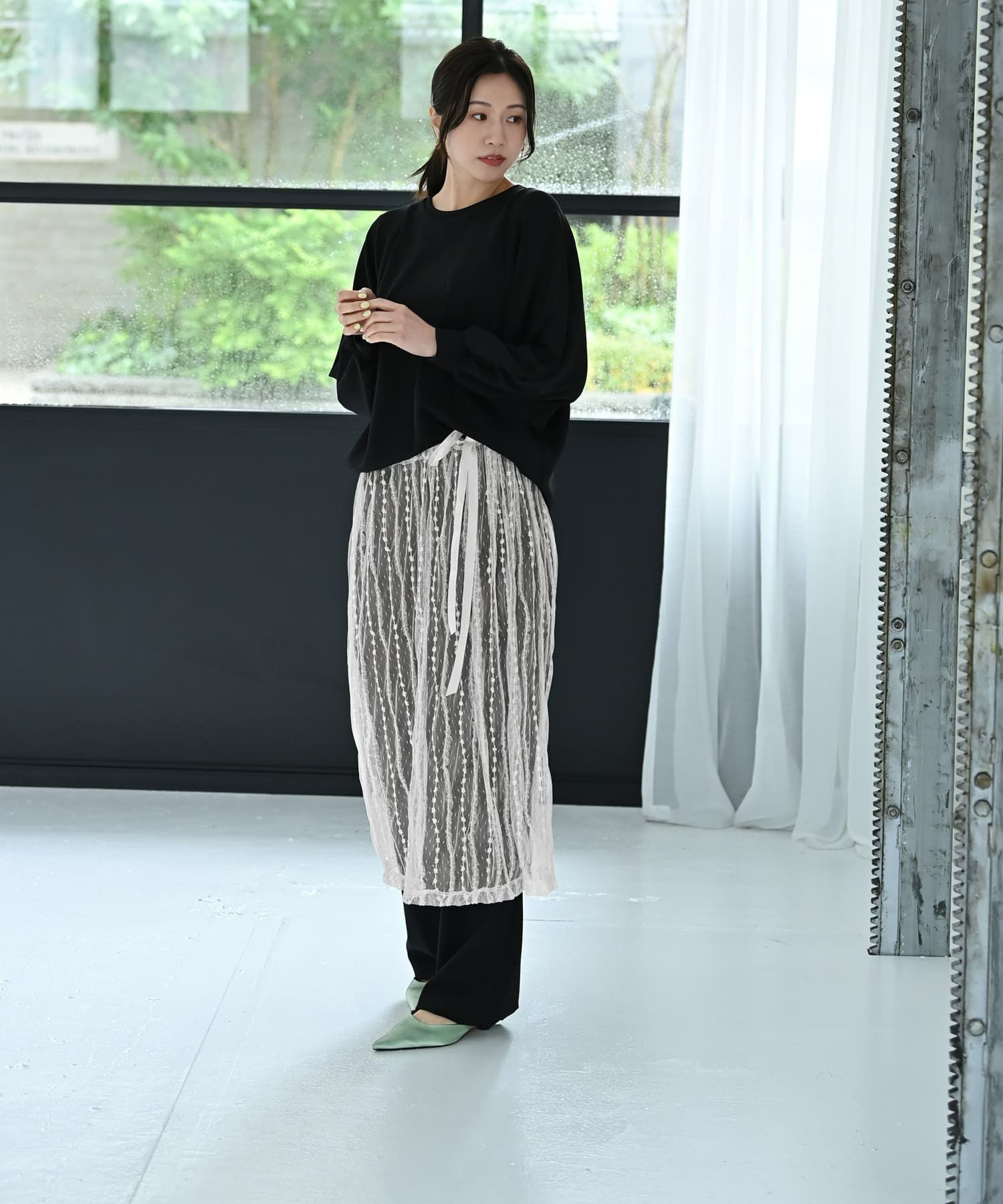 着用イメージ 170cm アイボリー