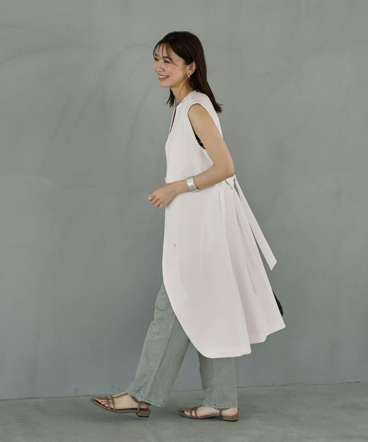 着用イメージ 166cm アイボリー