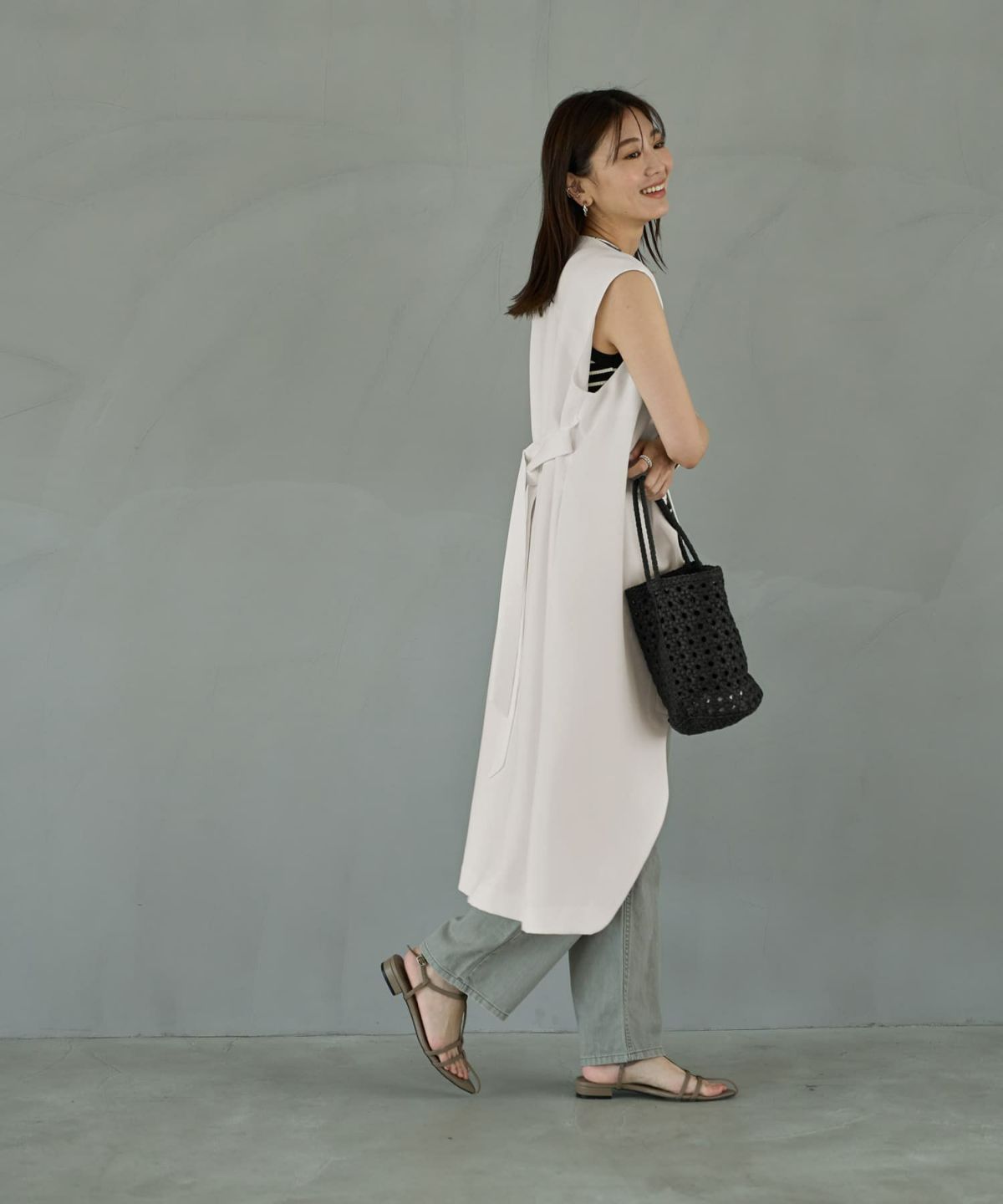 着用イメージ 166cm アイボリー