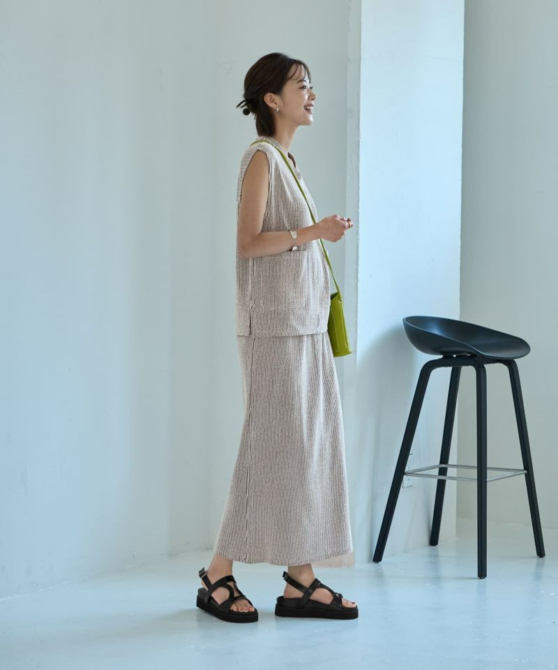 MARLMARLフリル付きシャツとストライプパンツセット ミックスストライプフリルシャツ』（シャツ/ブラウス）｜n