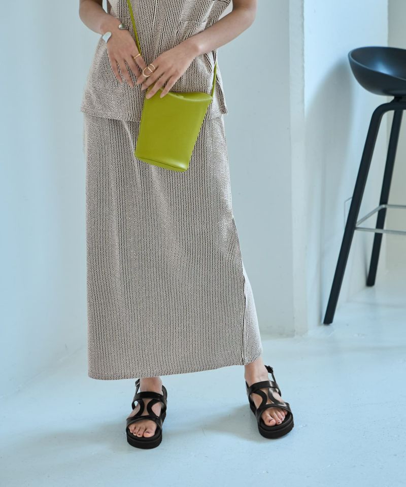 スタイルデリ STYLE DELI 【LUXE】ストライプ状フリルのカットソーセットアップ （パープル） LUXE】ストライプ状フリルのカットソーセットアップ