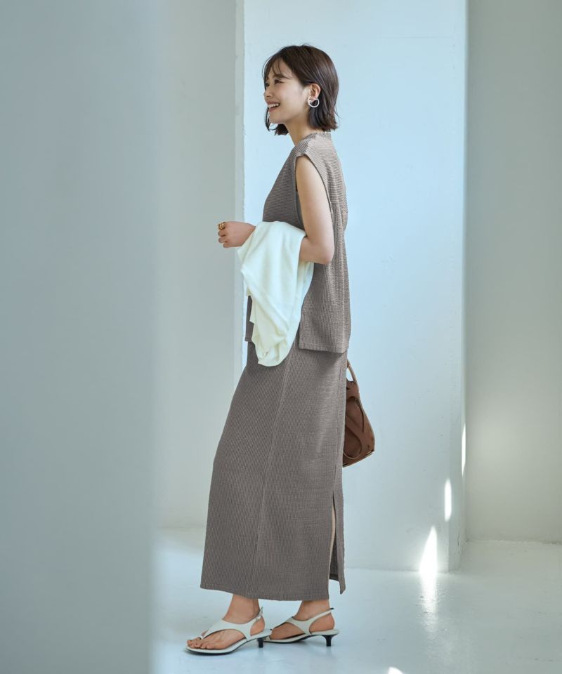 スタイルデリ STYLE DELI 【LUXE】ストライプ状フリルのカットソーセットアップ （パープル） LUXE】ストライプ状フリルのカットソーセットアップ