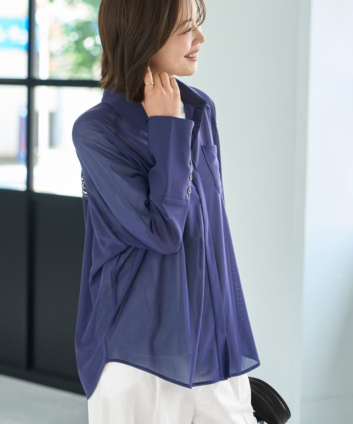 着用イメージ 167cm ネイビー