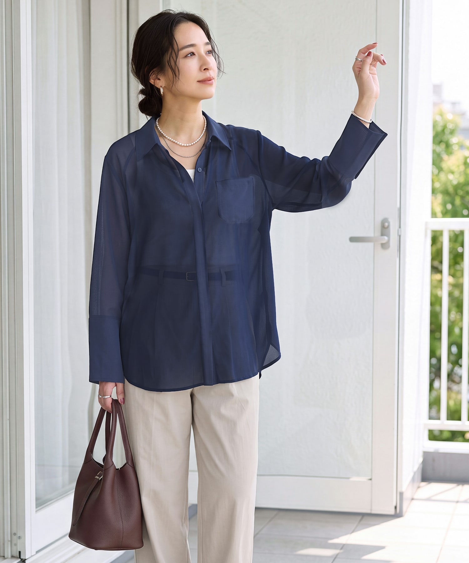 着用イメージ 167cm ネイビー