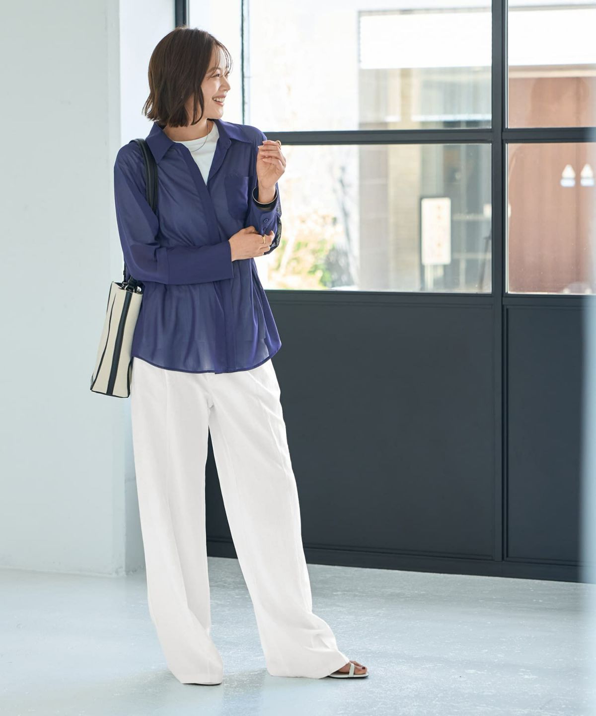 着用イメージ 167cm ネイビー