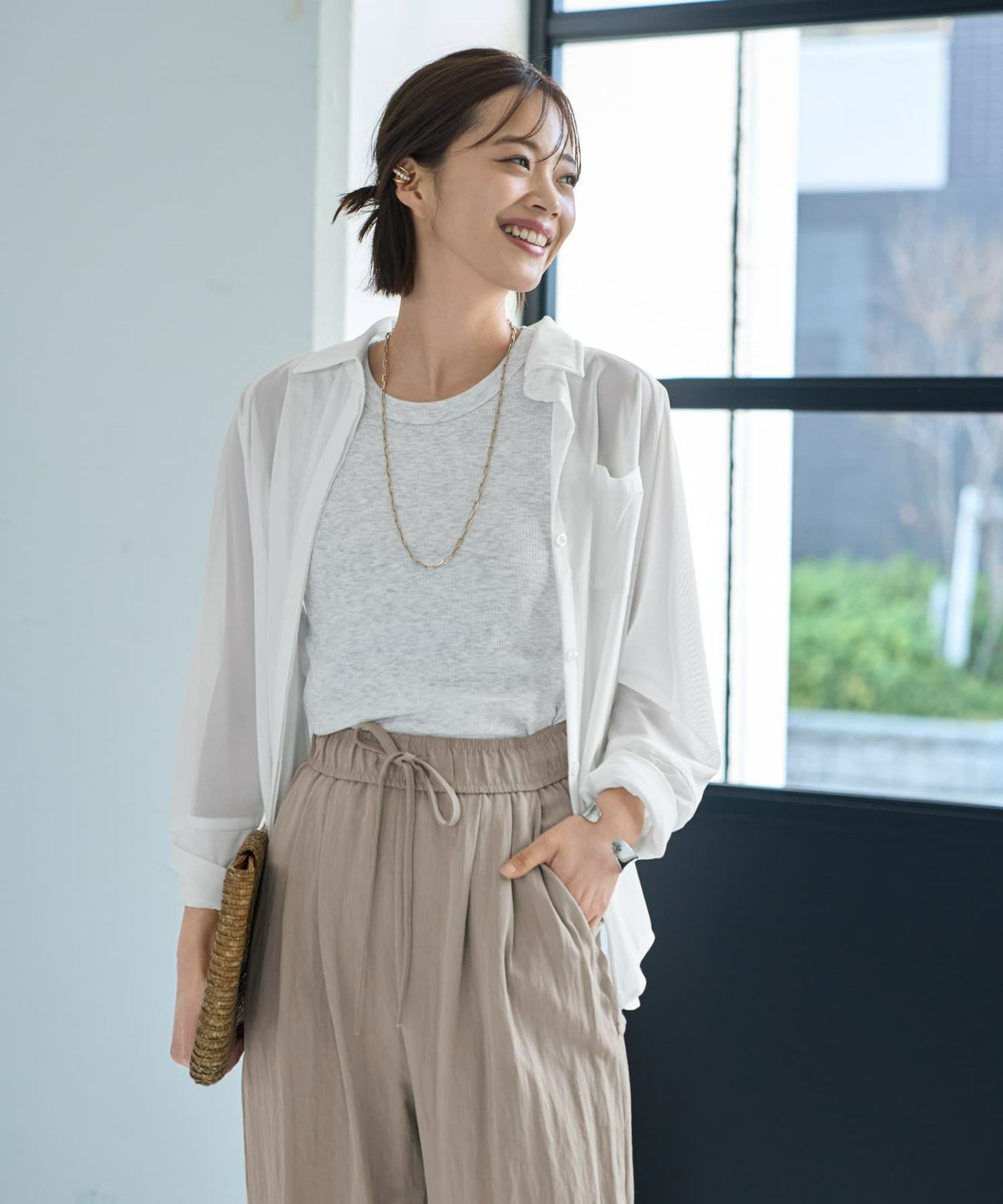 着用イメージ 167cm ホワイト