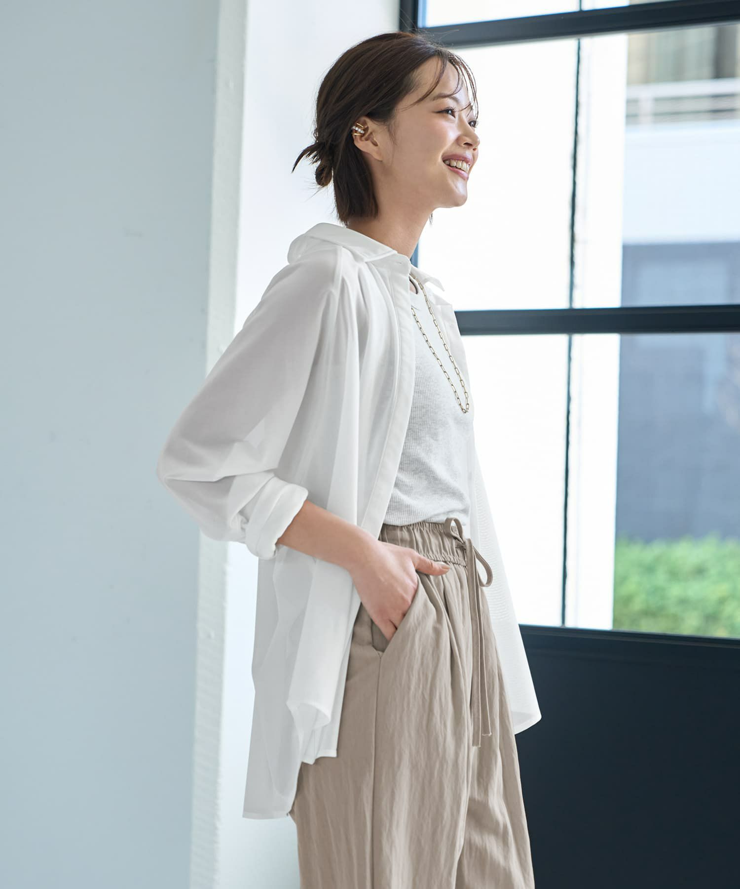 着用イメージ 167cm ホワイト