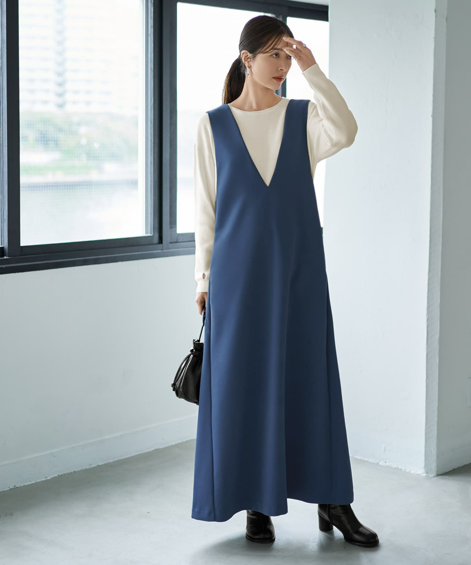 LUXE】AラインフロントVジャンパースカート | おしゃれな大人