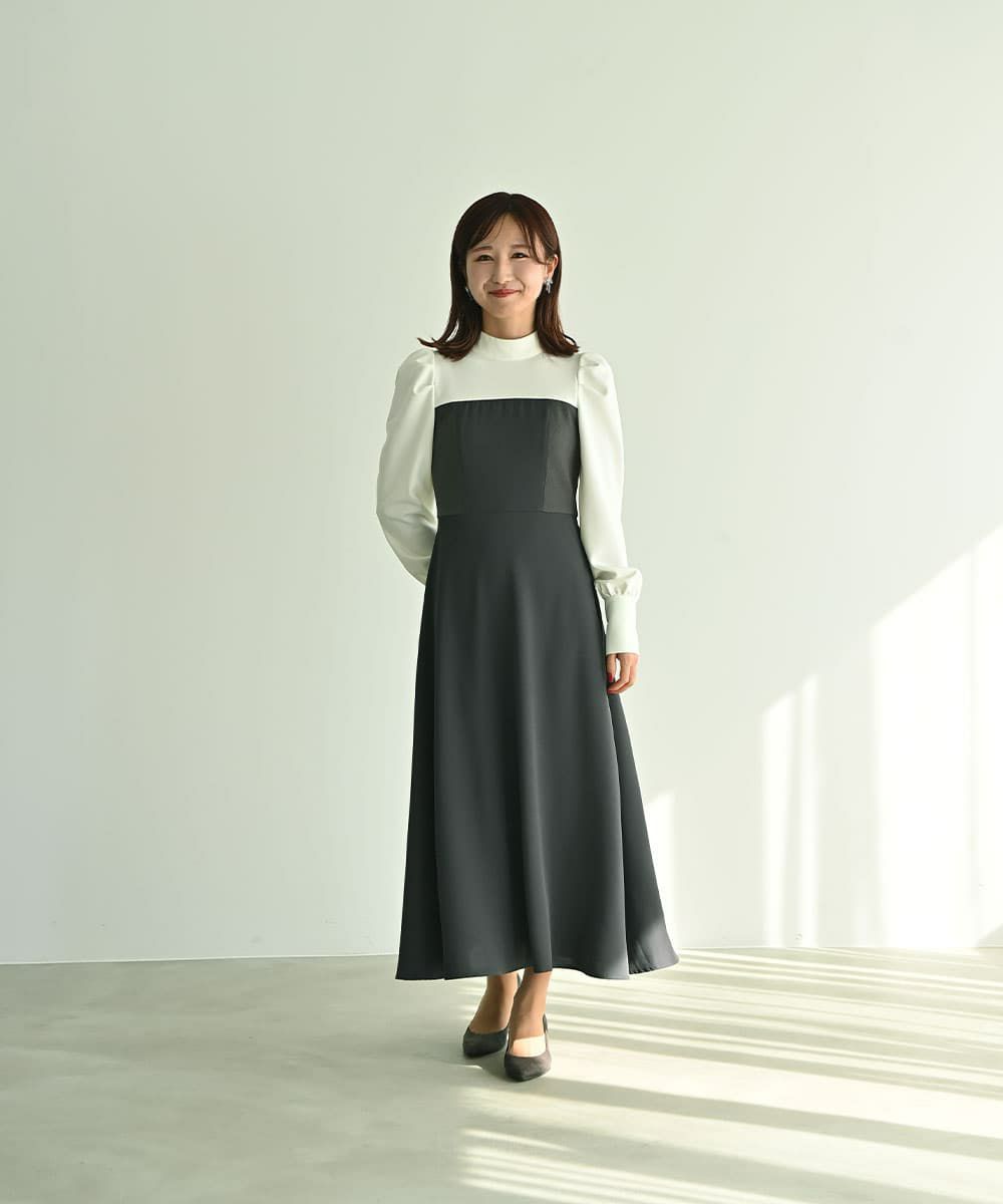 着用イメージ　161cm OFFWHIE×GRAY