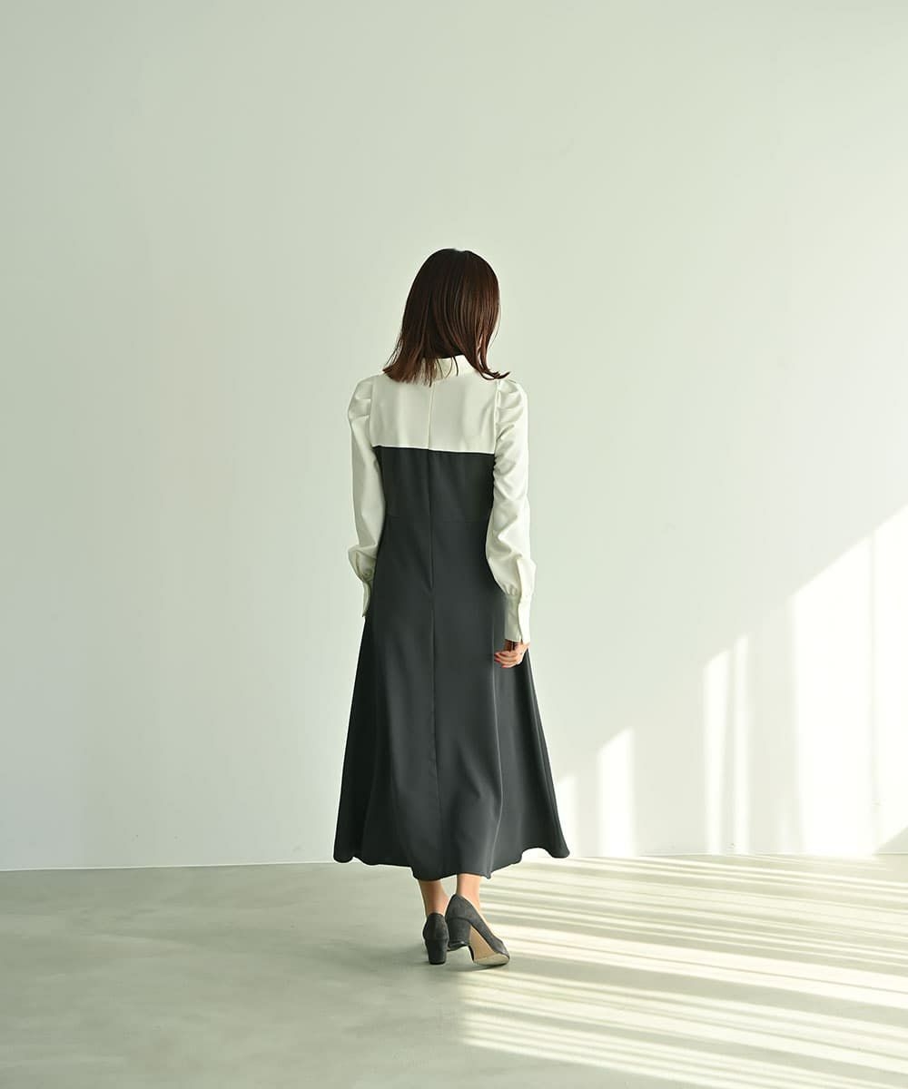 着用イメージ　161cm OFFWHIE×GRAY