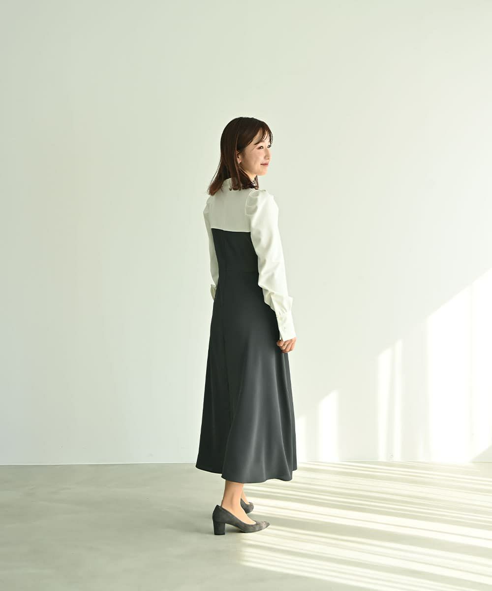 着用イメージ　161cm OFFWHIE×GRAY