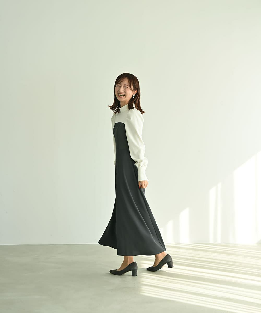 着用イメージ　161cm OFFWHIE×GRAY