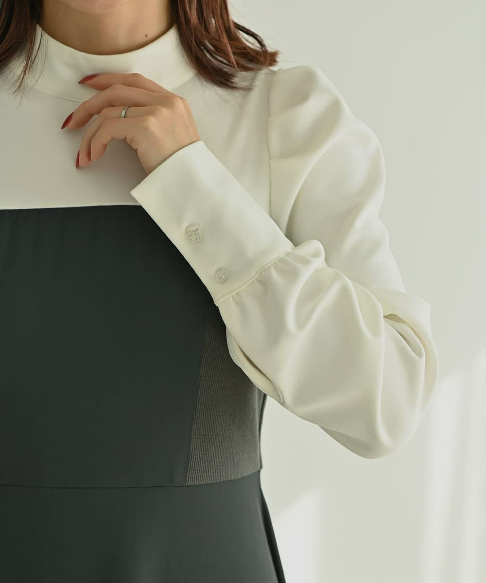 着用イメージ　161cm OFFWHIE×GRAY