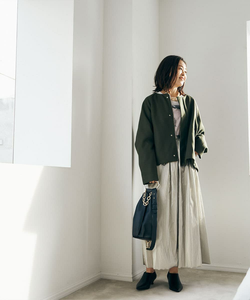 着用イメージ　161cm　KAHKI