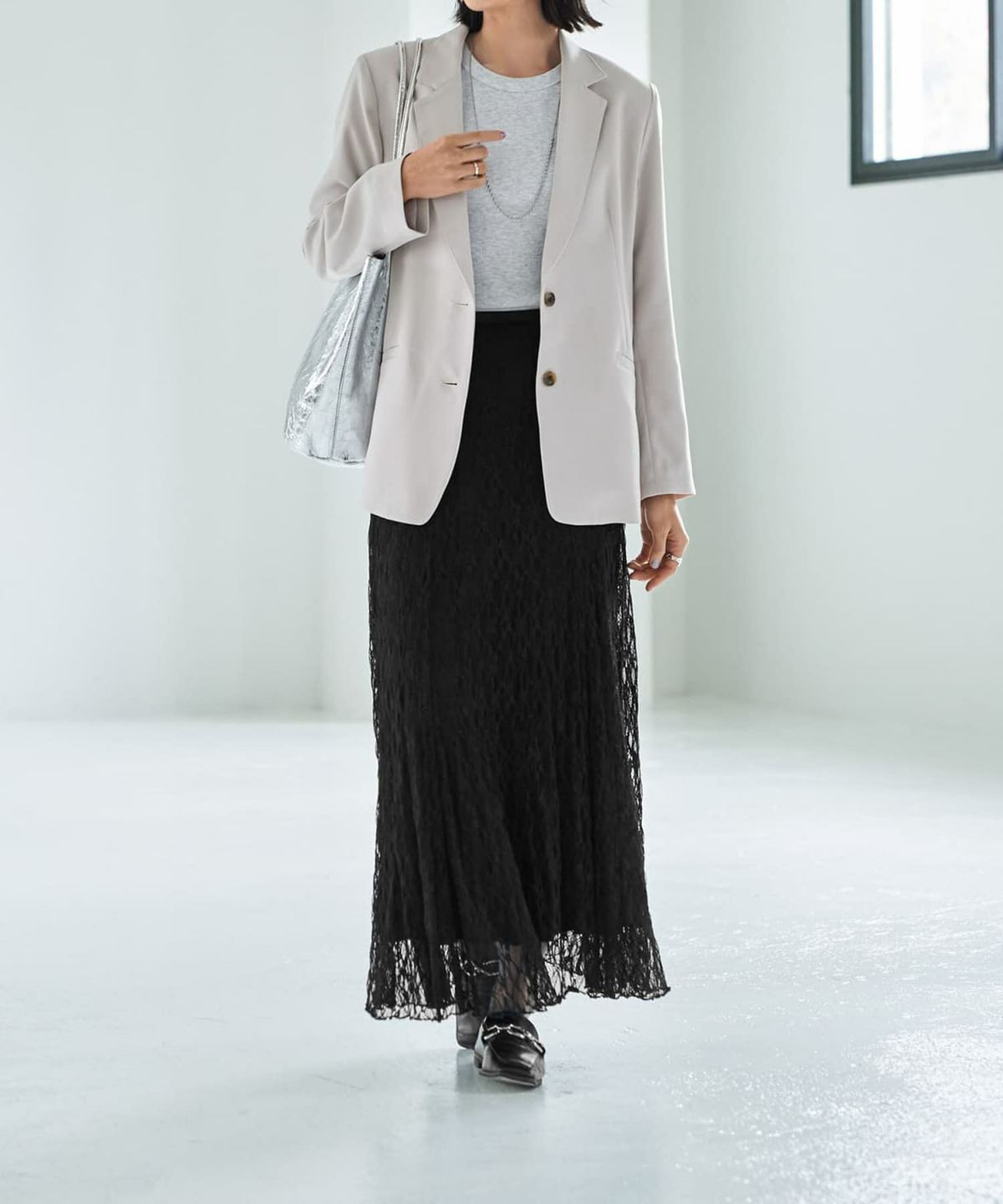 着用イメージ　167cm ライトグレージュ